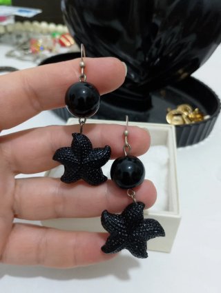 Orecchini Argento 925 Stella Marina Nera