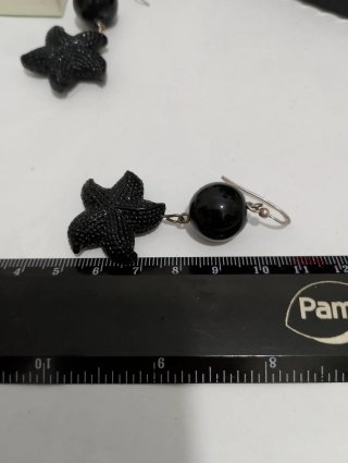 Orecchini Argento 925 Stella Marina Nera