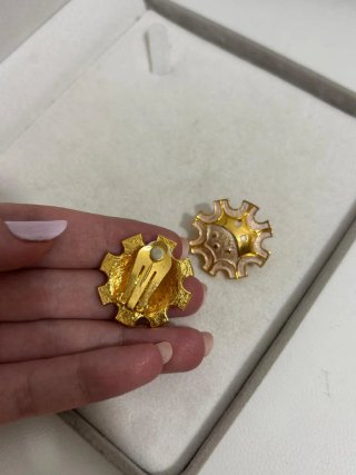 Orecchini vintage oro e bianco