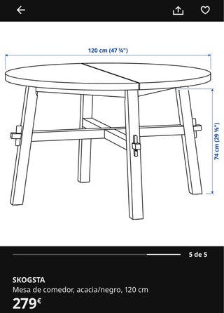 Mesa redonda y 4 sillas comedor IKEA