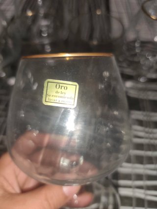 Juego Copas Vasos Oro Transparente