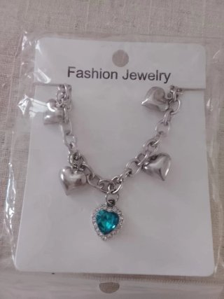 Bracciale Cuore Acciaio Argento e Turchese