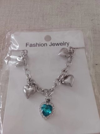 Bracciale Cuore Acciaio Argento e Turchese