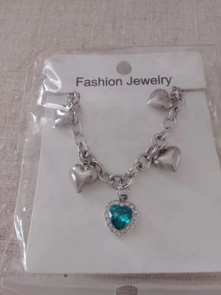 Bracciale Cuore Acciaio Argento e Turchese