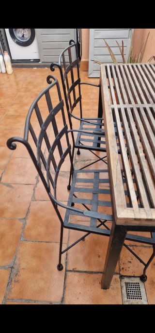 Mesa y Sillas hierro forjado negras Terraza Jardin