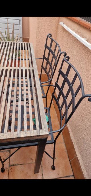 Mesa y Sillas hierro forjado negras Terraza Jardin