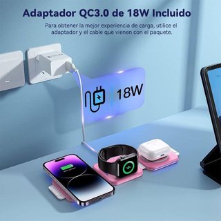 Cargador Triple ZUMSEY iPhone, Reloj, Auriculares