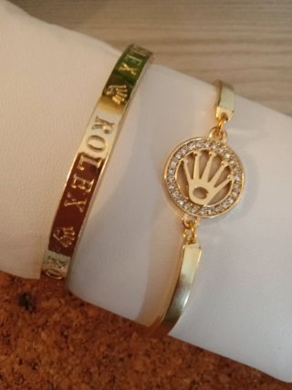 Coppia Bracciali Rigidi Dorati Rolex unisex