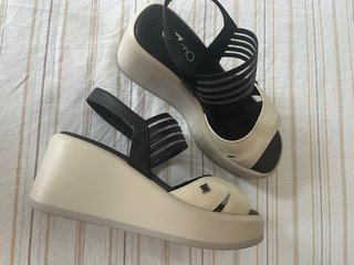 Sandalias Zzio Piel Beige y Negro Talla 37
