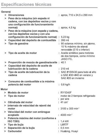Motosierra Gasolina 41cc 2 Tiempos