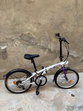 Bicicleta Plegable Btwin Blanca y Morada