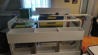 Cama nido con cajones y estantería, somier y cajon