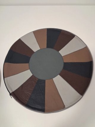 Puff redondo cuero patchwork