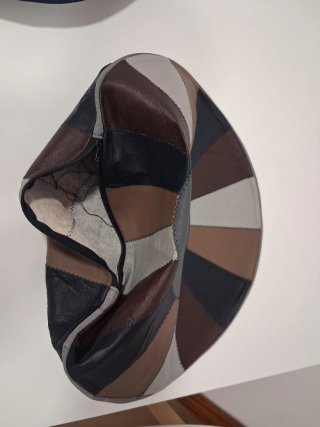 Puff redondo cuero patchwork