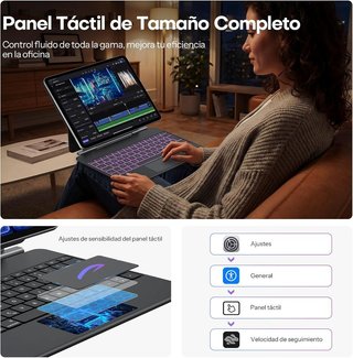 OMOTON Teclado ES iPad 13'' Trackpad RGB 7 Colores