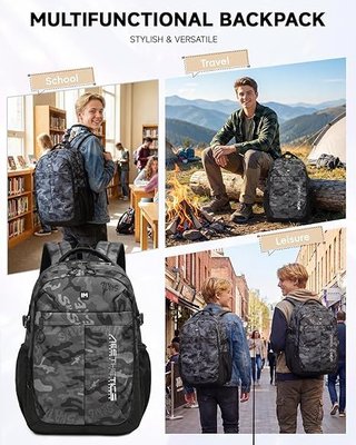Amythe mochila 26L camuflaje Gris transpirable