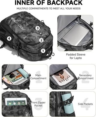 Amythe mochila 26L camuflaje Gris transpirable