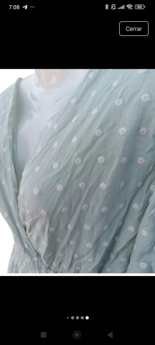 Vestido Zara S verde agua plumeti