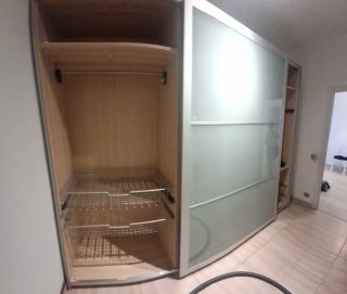 Armario ropero madera, cristal y metal