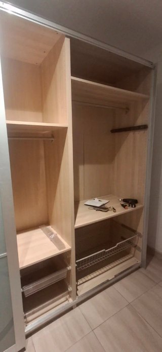 Armario ropero madera, cristal y metal