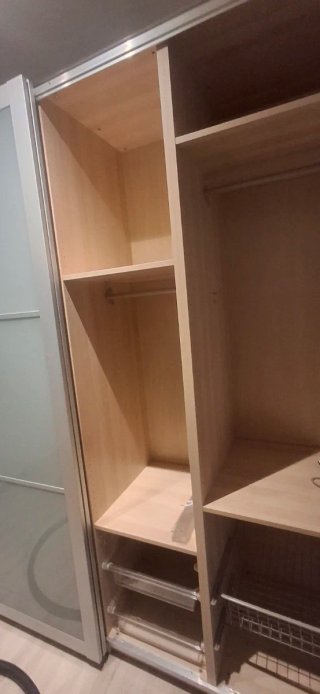 Armario ropero madera, cristal y metal