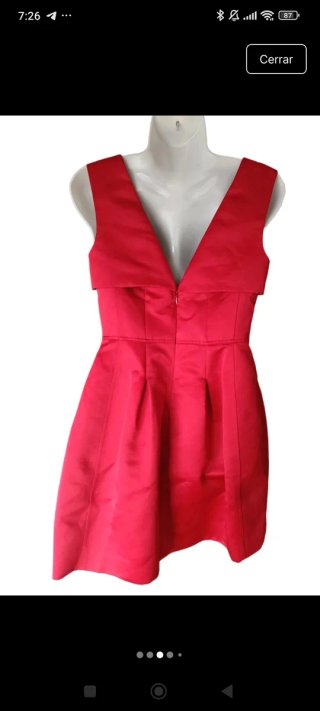 Vestido Zara Rojo Satén Talla S