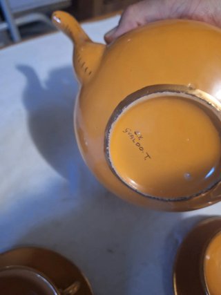 Servizio da tè Gualdo Tadino ceramica arancio