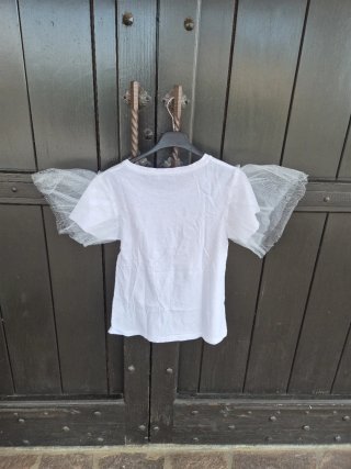 T-shirt Dixie bianca con maniche ad aletta