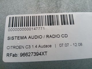 SISTEMA AUDIO / RADIO CD CITROEN C3 1.4 Audace