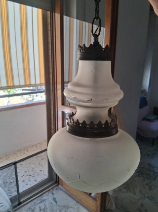 Lampadario Vintage Vetro e Metallo