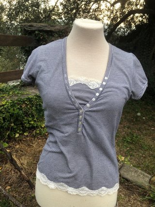 T-shirt Lineaemme righe bianche e blu