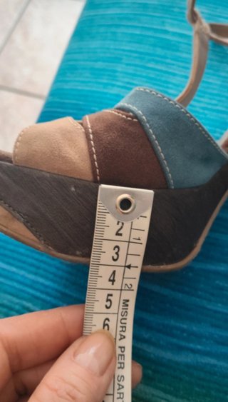 Sandali multicolore vera pelle scamosciata N.37