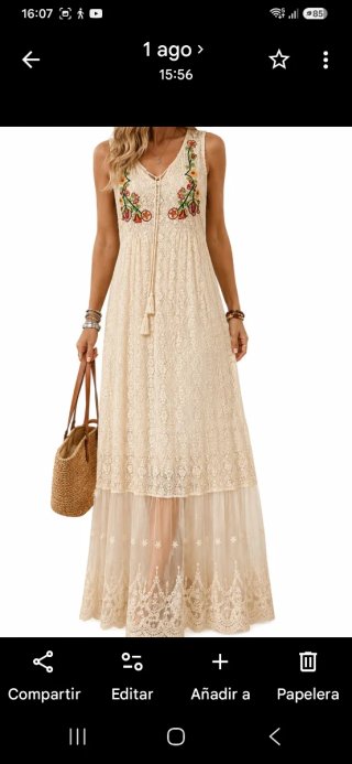 Vestido boho-chic largo tul
