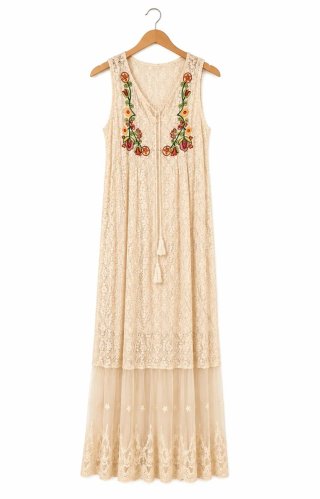 Vestido boho-chic largo tul