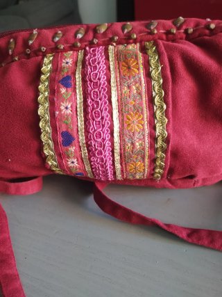 Bolso Flamenco Rojo y Rosa Bordado