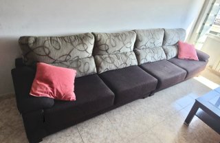 Pack comedor: sofá, mueble TV, mesa