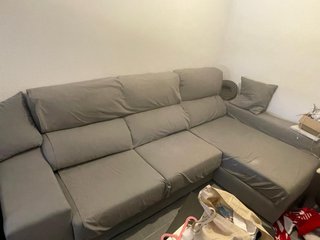 Sofá Chaise Longue 4 Plazas Gris Claro