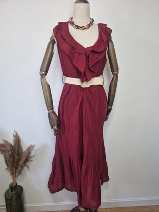 Vestido largo con cinturón