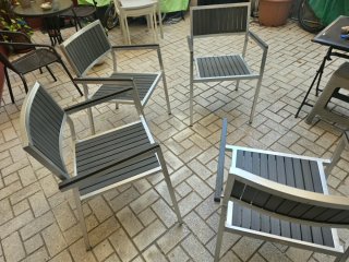 8 Sillas de Jardín Metal y Plástico