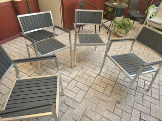 8 Sillas de Jardín Metal y Plástico