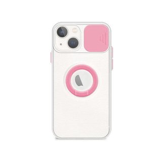 Custodia iPhone 13 Mini Trasparente con Anello e Protezione Fotocamera Rosa