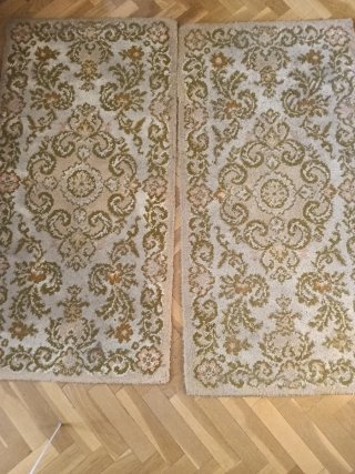 2 Alfombras 100% Lana Beige y Verde