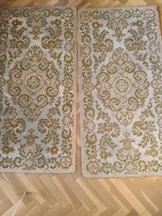 2 Alfombras 100% Lana Beige y Verde