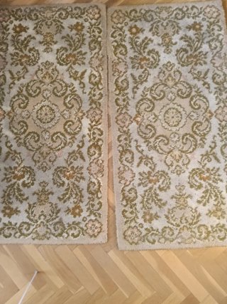 2 Alfombras 100% Lana Beige y Verde