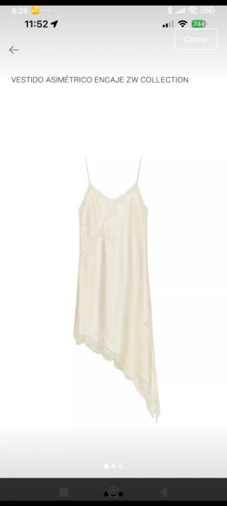 Vestido asimétrico con encaje beige
