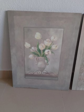 Set 2 Cuadros Florales Madera 40x50cm
