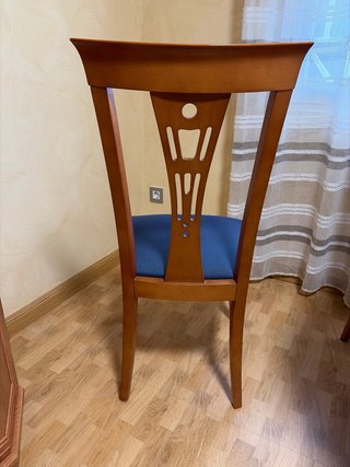 Conjunto 6 Sillas Salón Madera Tapizado Azul