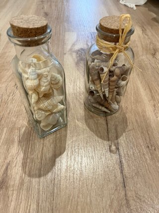 2 Tarros Cristal Caracolas Decoración