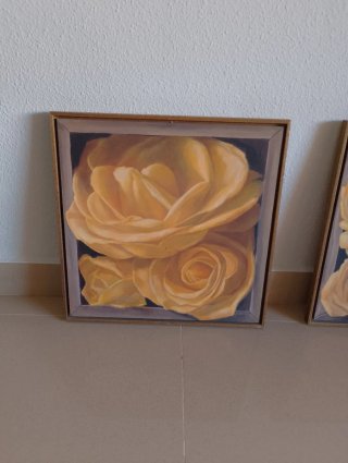 Set 2 cuadros florales 39x39 cm-Madera