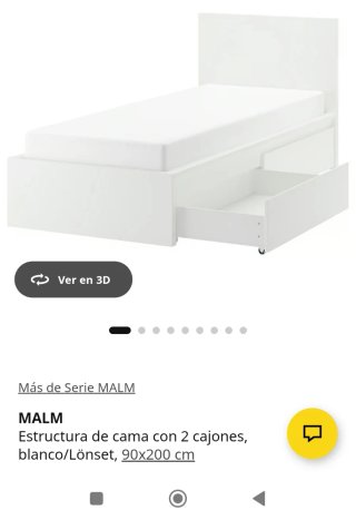 Estructura Cama MALM Blanca 2 Cajones 90x200
